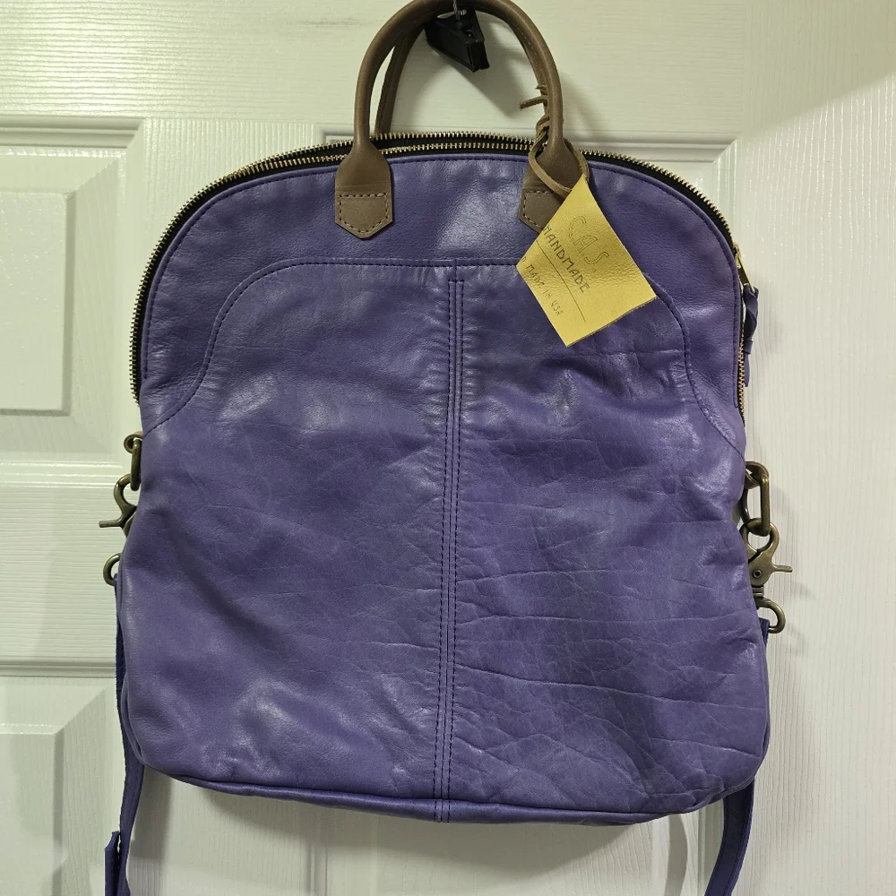 C.A.S Handmade Leather Fold over Bag Beautiful Purple Color